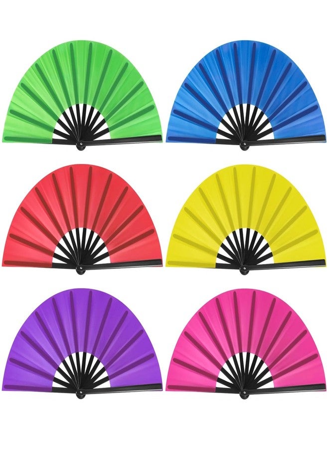 LSLYHTC 6Pcs Large Folding Hand Fan Bulk, Chinese Tai Chi Kung Fu Hand Fan, Popping Clacking Fans for Line Dancing, Portable for Outdoor, Wedding, Party, Festival Gift Decoration - Image 1